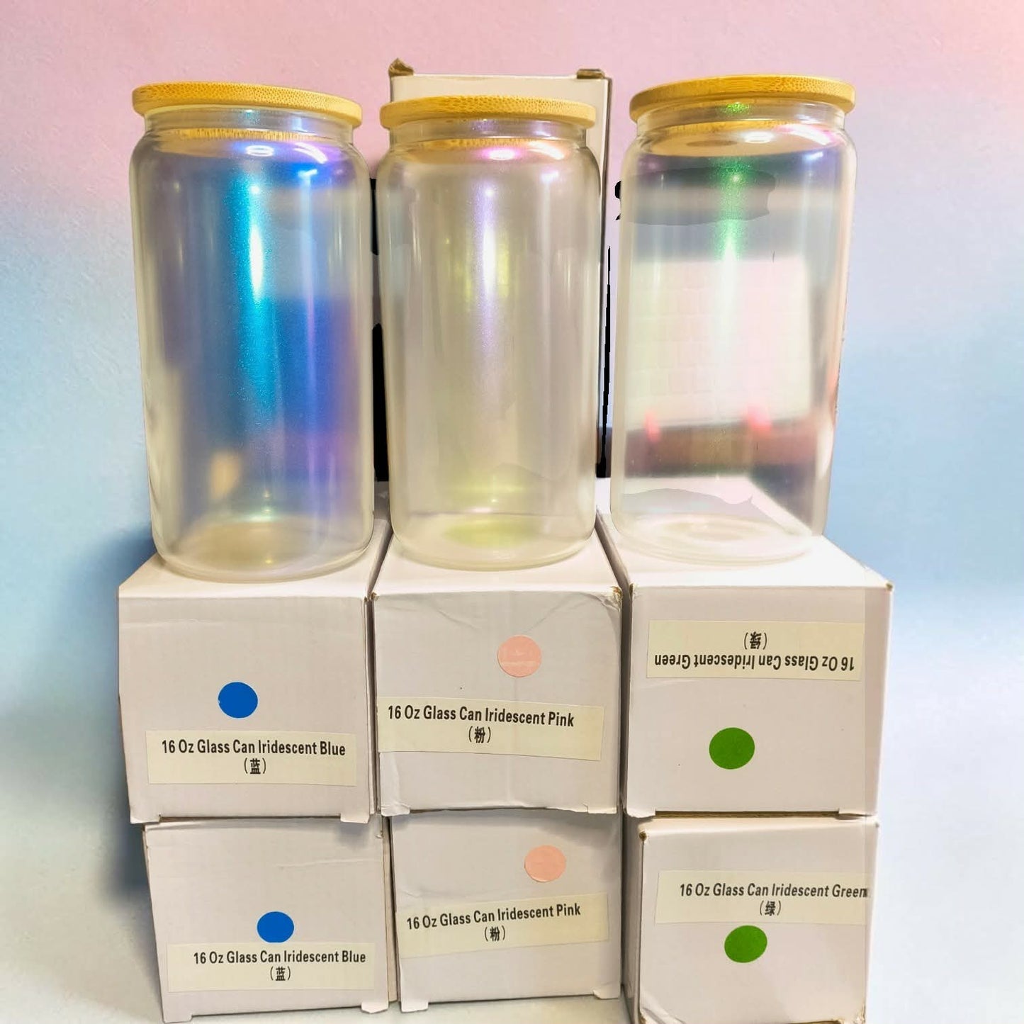 Personalized Iridescent 16oz Glass Tumbler