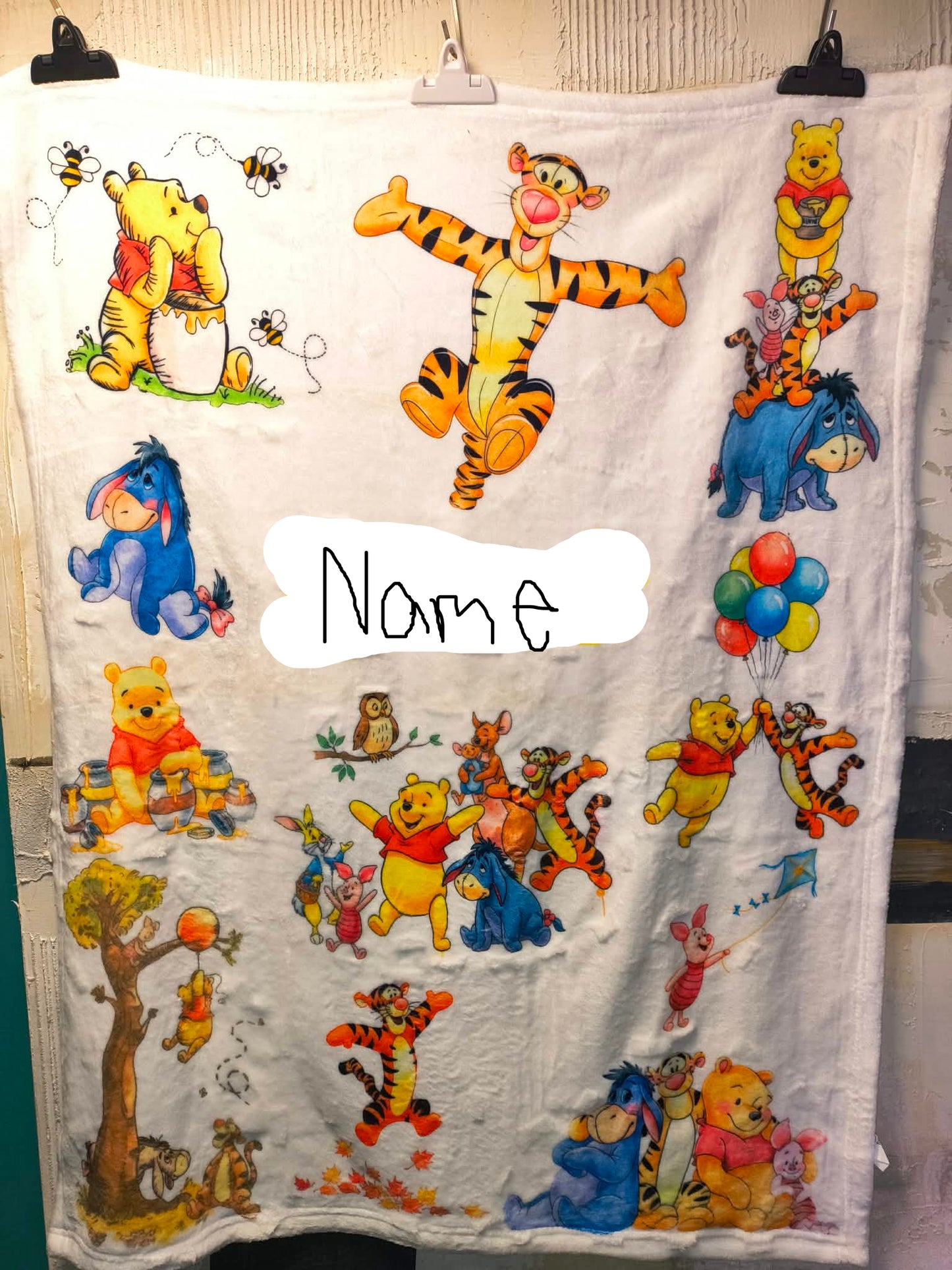 Winnie the pooh baby blanket with customization