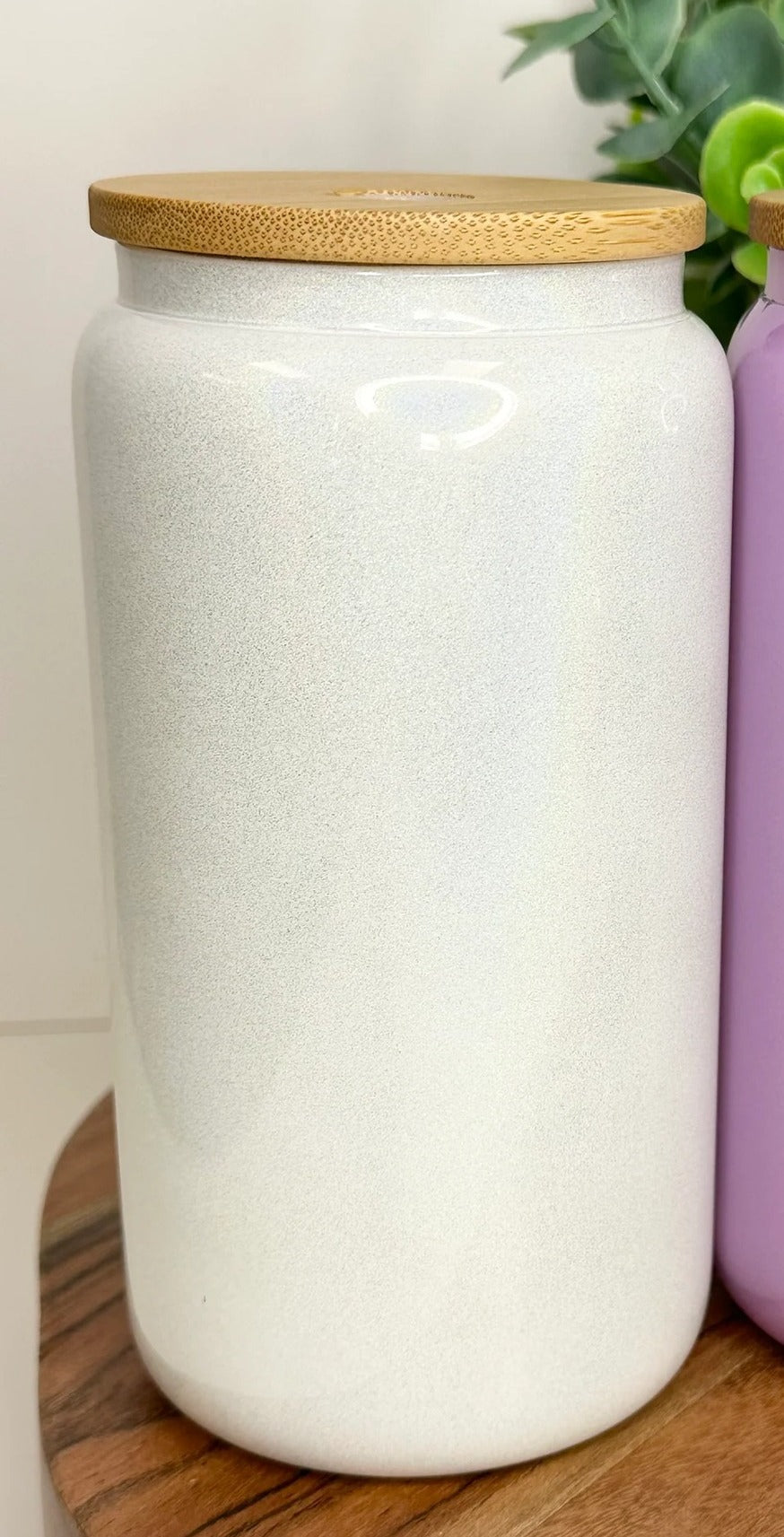 Shimmer 16 oz glass can tumble